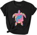 Colorful Sea Turtle T-Shirt for Girls – Tribal Rainbow Design on Black Tee | Youth Sizes-1