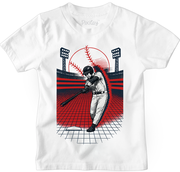Home Run Hitter Baseball T-Shirt for Boys – White Graphic Sports Tee | Youth Sizes