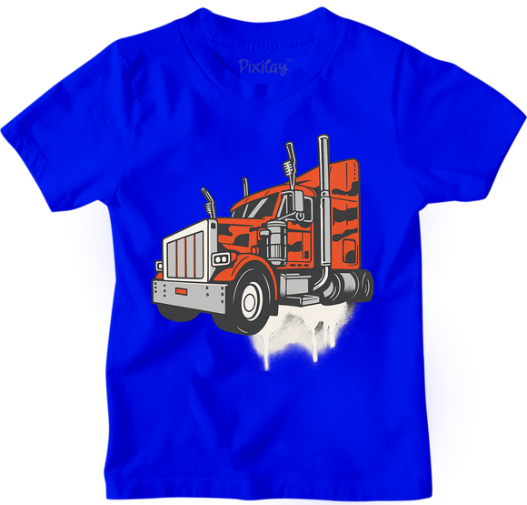 Big Rig Power Truck T-Shirt for Boys – Bold Blue Graphic Tee | Youth Sizes