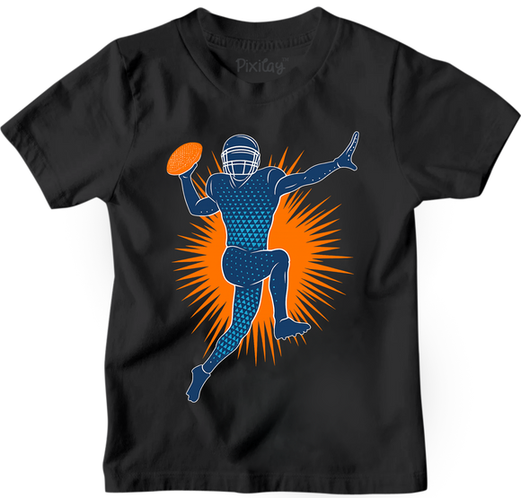 Touchdown Throw Football T-Shirt for Boys – Black Athletic Graphic Tee | Youth Sizes