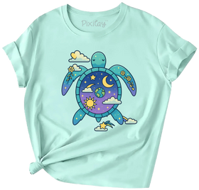 Celestial Turtle Nature Kids T-Shirt – Eco-Inspired Graphic Tee for Girls & Boys | Youth Sizes