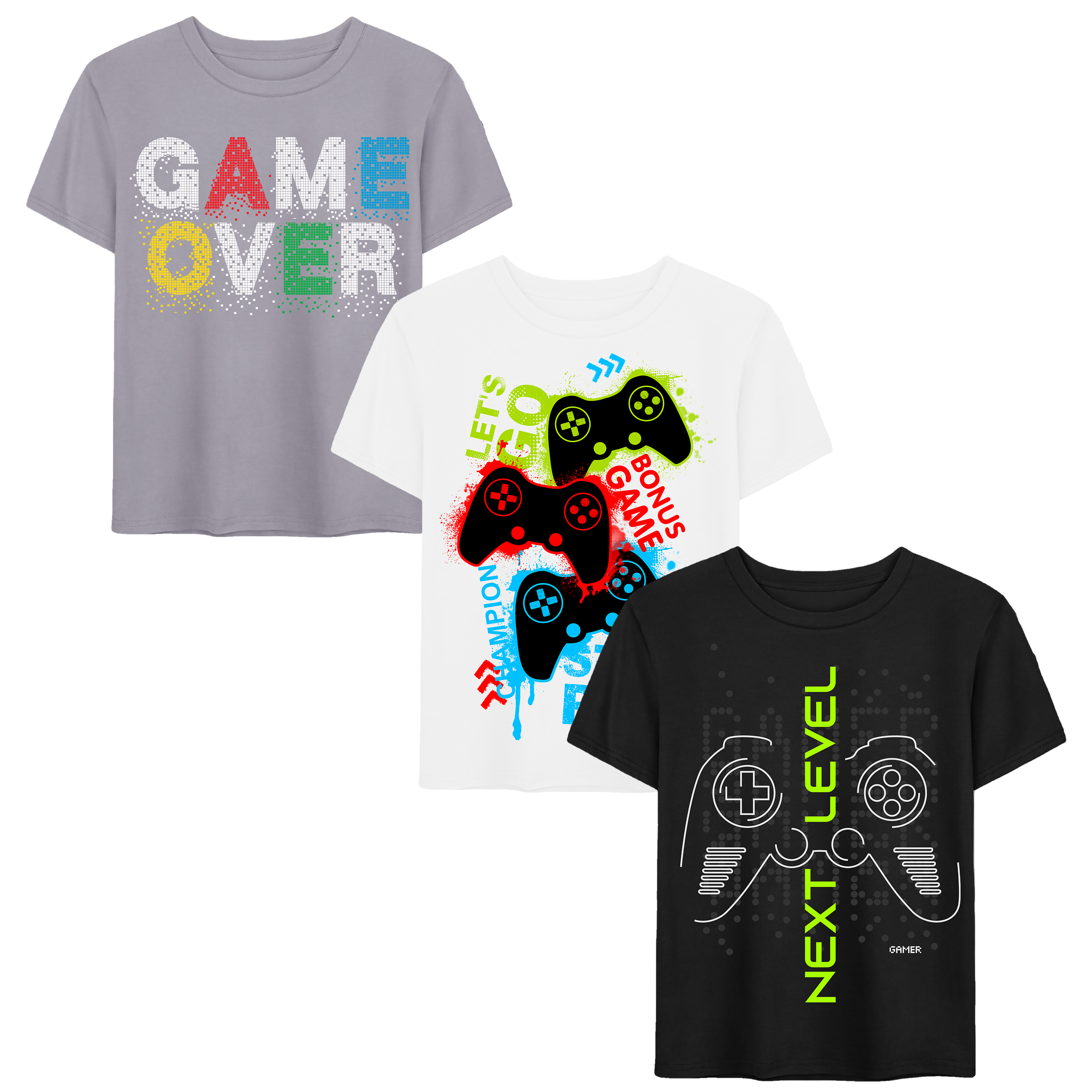Boys 3-Pack Next Level Graphic Tee Sizes 4-18
