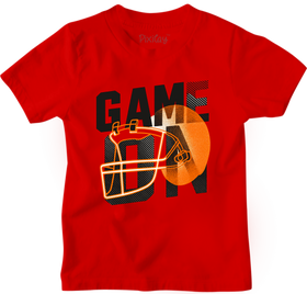 Game On Football Helmet T-Shirt for Boys – Red Sports Graphic Tee | Youth Sizes