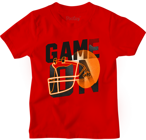 Game On Football Helmet T-Shirt for Boys – Red Sports Graphic Tee | Youth Sizes