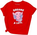 “Dreams A Lotl” Axolotl Kids T-Shirt – Cute Red Kawaii Tee | Youth Sizes-1