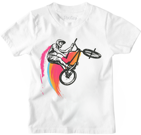 BMX Stunt Rider T-Shirt for Boys – White Extreme Sports Graphic Tee | Youth Sizes