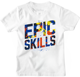 Epic Skills Graphic T-Shirt for Boys – White Paint Splatter Tee | Youth Sizes