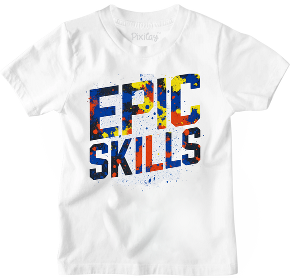 Epic Skills Graphic T-Shirt for Boys – White Paint Splatter Tee | Youth Sizes