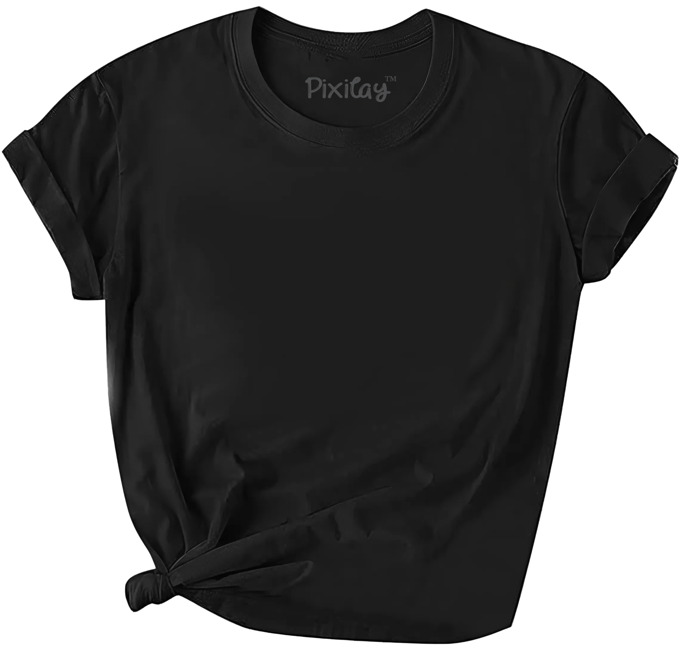 Buy black Girls Solid Color Short Sleeve T-Shirt