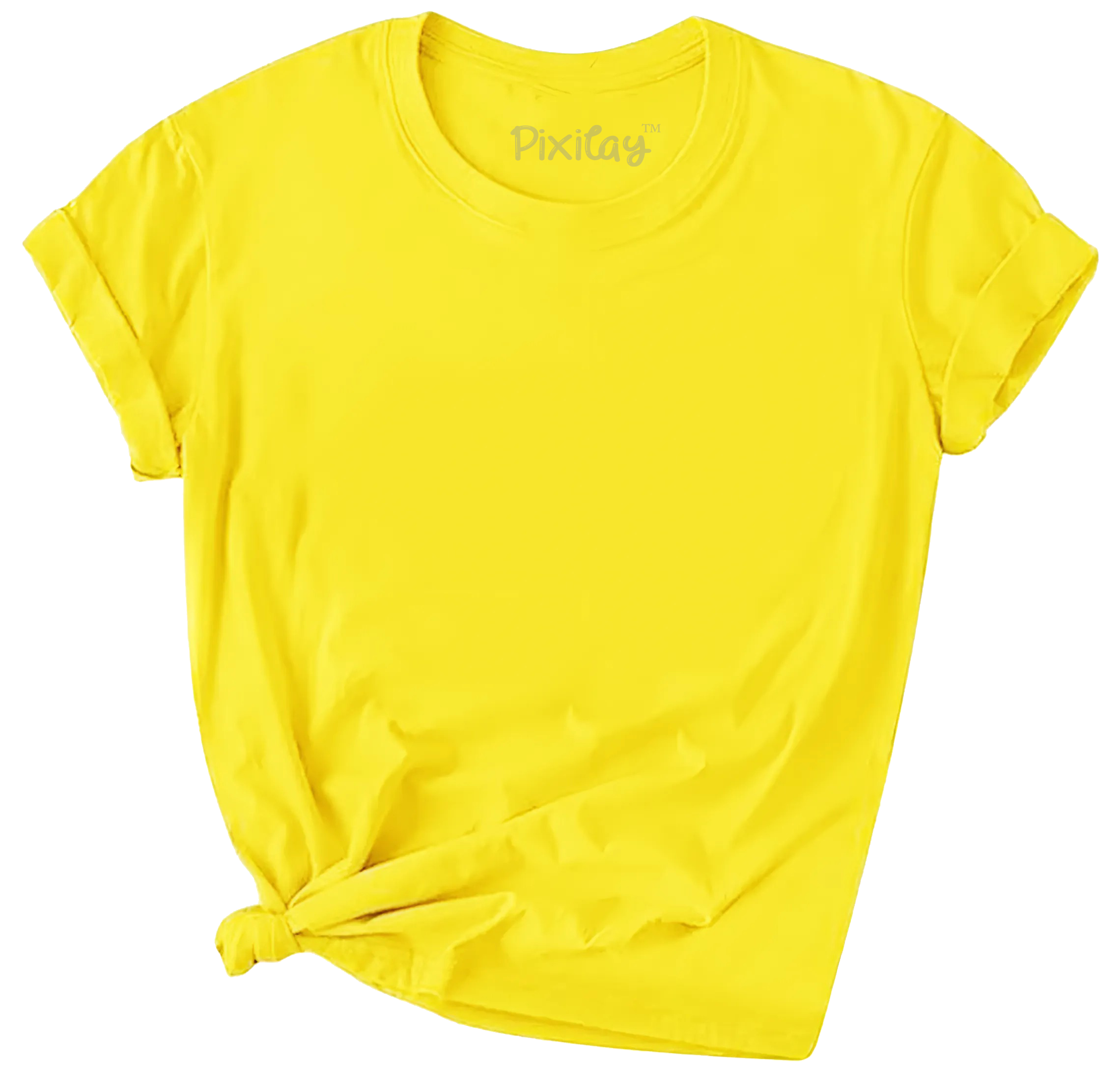 Buy yellow Girls Solid Color Short Sleeve T-Shirt