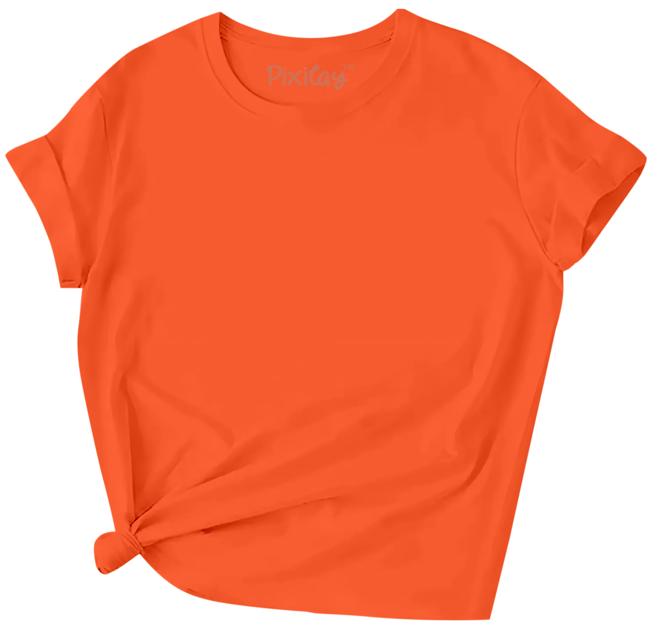 Buy orange Girls Solid Color Short Sleeve T-Shirt