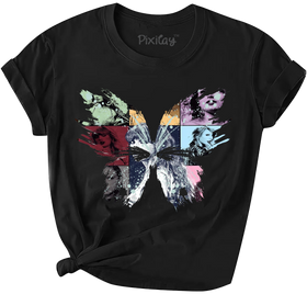 Buy black Butterfly Lover Girls Short Sleeve T-Shirt