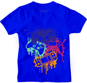Buy navy Kids Gaming Controllers Short Sleeve T-Shirt – Youth Sizes 4–18 | Bumbly Kids