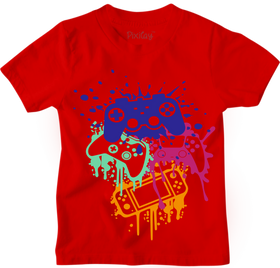 Buy red Kids Gaming Controllers Short Sleeve T-Shirt – Youth Sizes 4–18 | Bumbly Kids