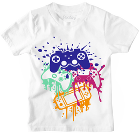 Buy white Kids Gaming Controllers Short Sleeve T-Shirt – Youth Sizes 4–18 | Bumbly Kids