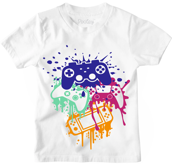 Kids Gaming Controllers Short Sleeve T-Shirt – Youth Sizes 4–18 | Bumbly Kids