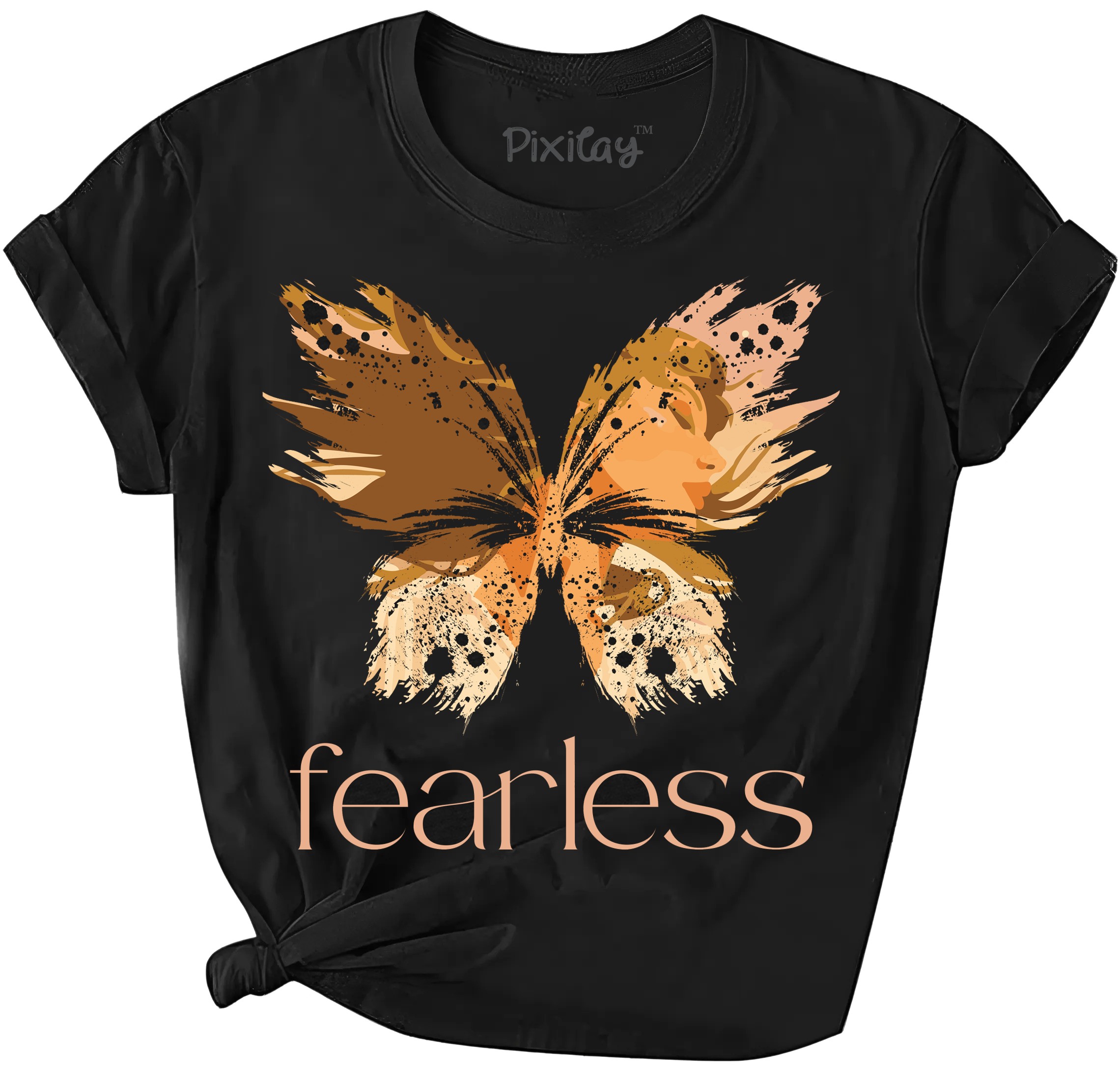 Buy black Fearless Girl Short Sleeve T-Shirt
