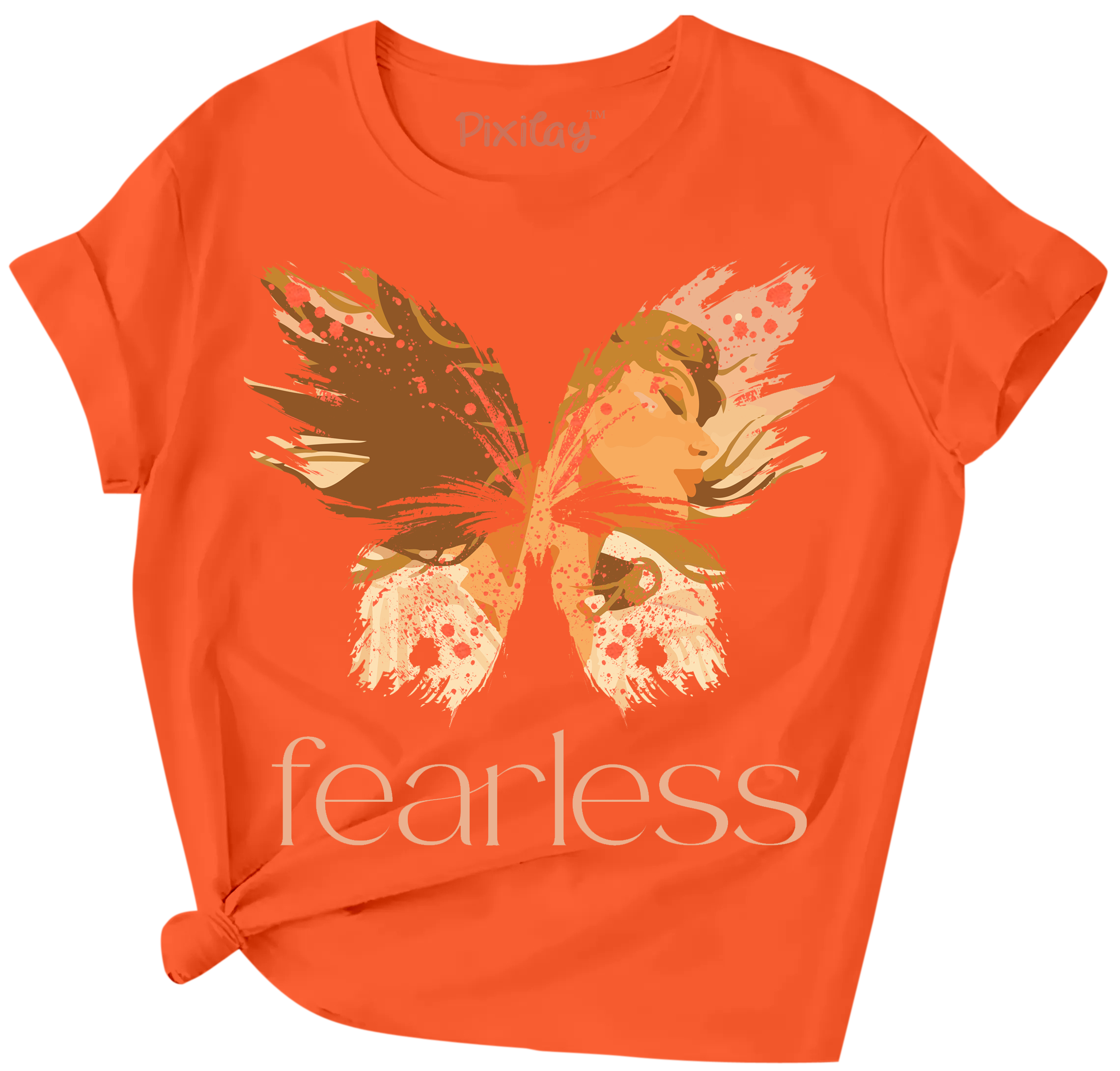 Buy orange Fearless Girl Short Sleeve T-Shirt