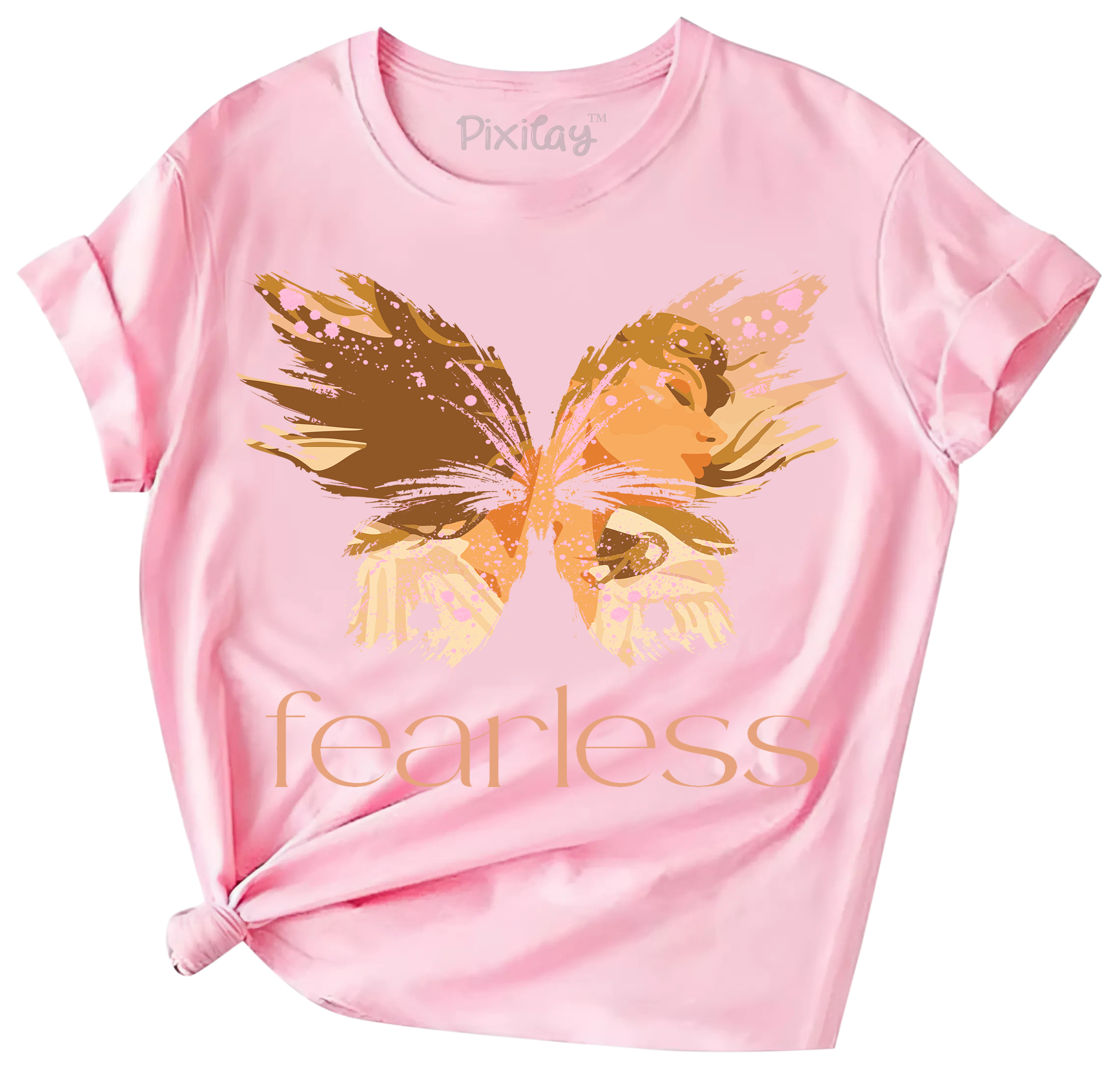 Buy pink Fearless Girl Short Sleeve T-Shirt