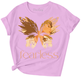 Buy purple Fearless Girl Short Sleeve T-Shirt