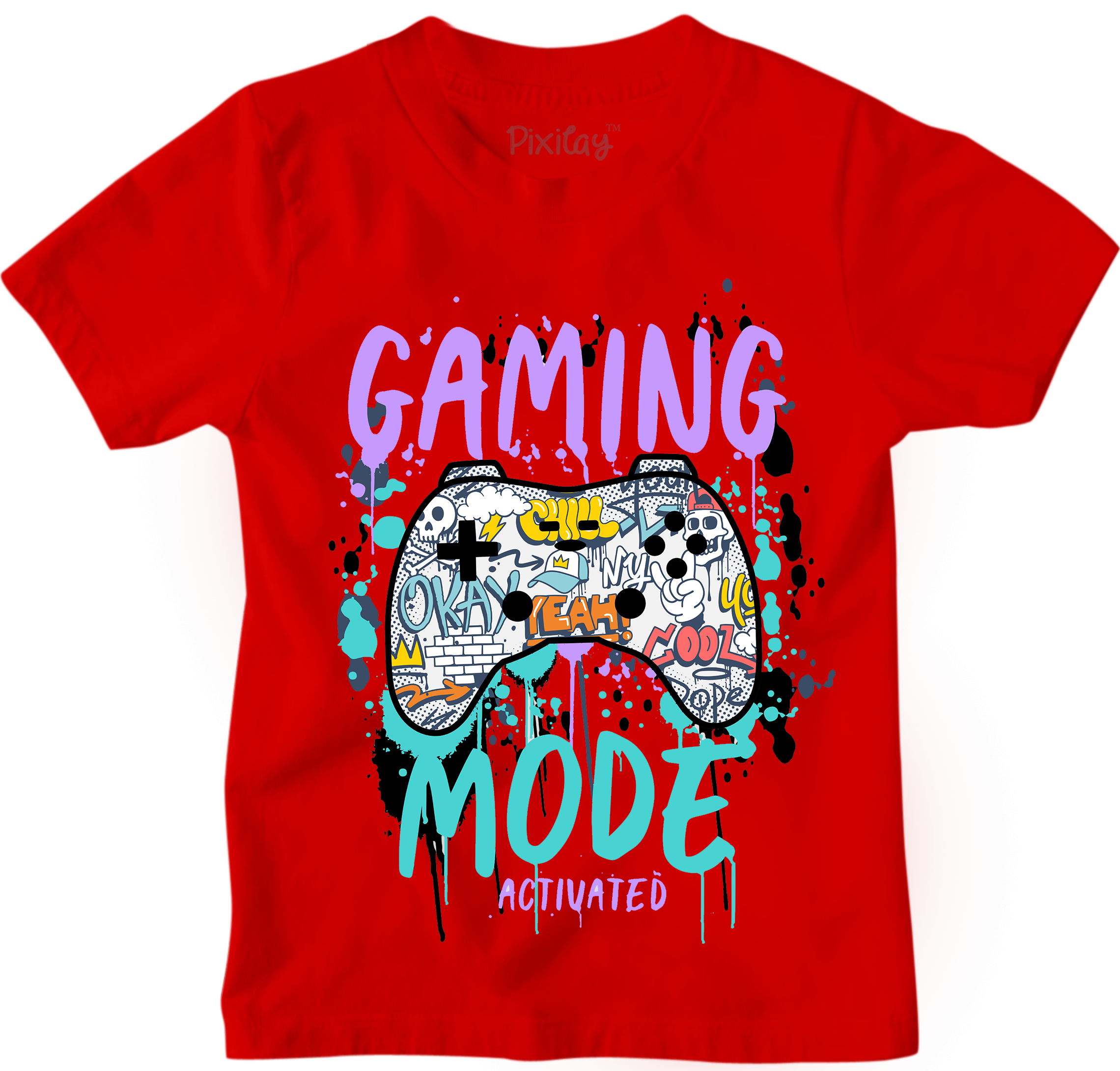 Buy red Gaming Mode Activated Graphic Tee