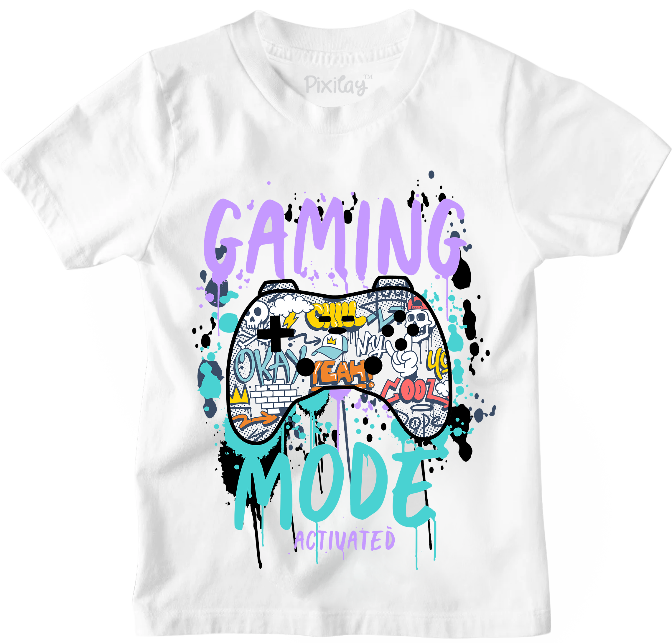 Buy white Gaming Mode Activated Graphic Tee