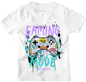 Buy white Gaming Mode Activated Graphic Tee