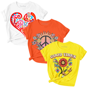 Girls 3-Pack-Red heart-Sun-Good vibes Graphic Tee Sizes 4-18