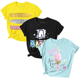 Girls 3-Pack-Belive-Amazing-Ice Graphic Tee Sizes 4-18