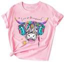 Girls Scottish Cow Graphic Short Sleeve T-Shirt-1