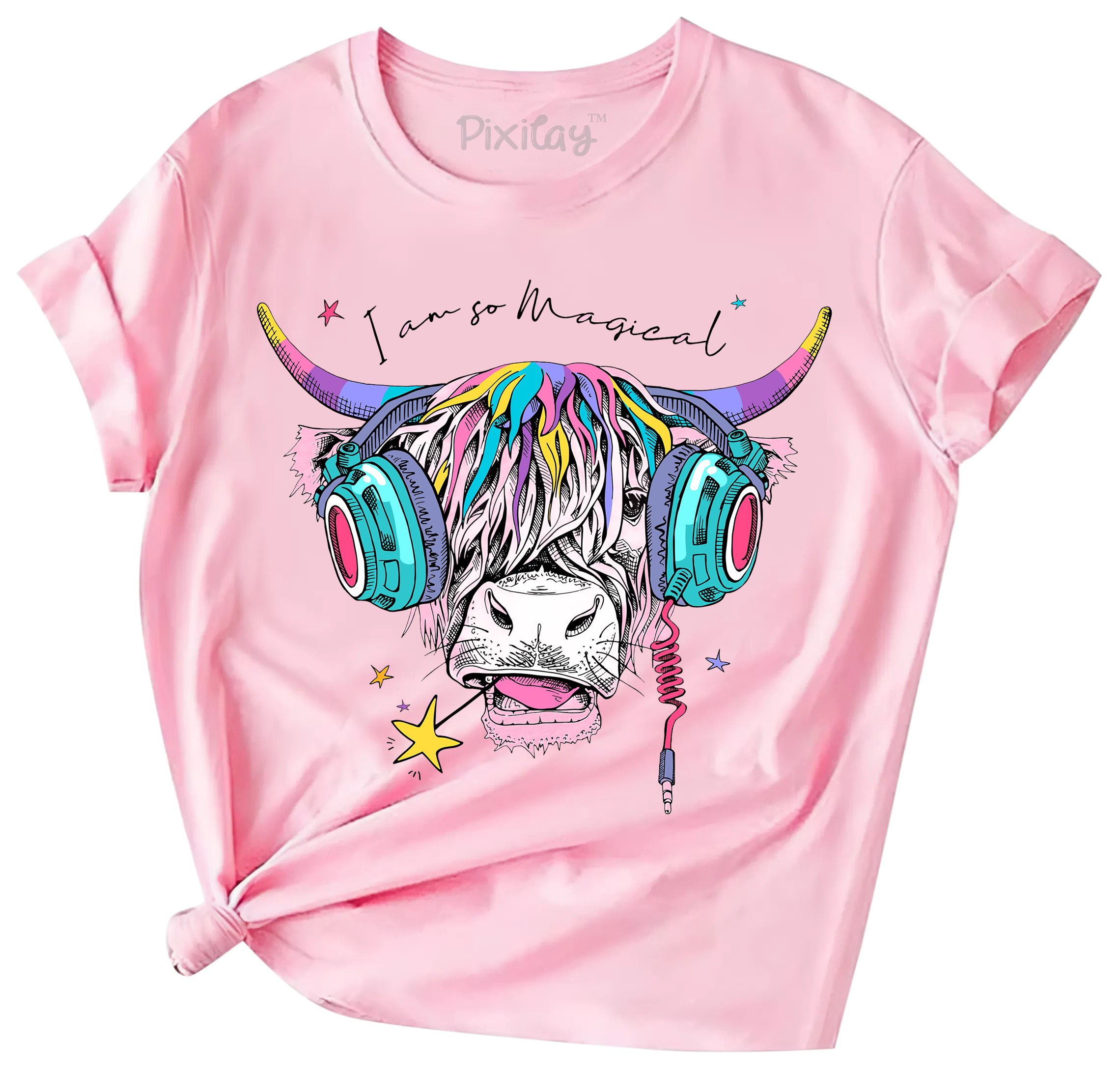 Girls Scottish Cow Graphic Short Sleeve T-Shirt