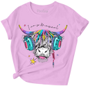 Girls Scottish Cow Graphic Short Sleeve T-Shirt-4