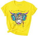 Girls Scottish Cow Graphic Short Sleeve T-Shirt-6