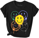 Girls Smiley Face Short Sleeve T-Shirt-1