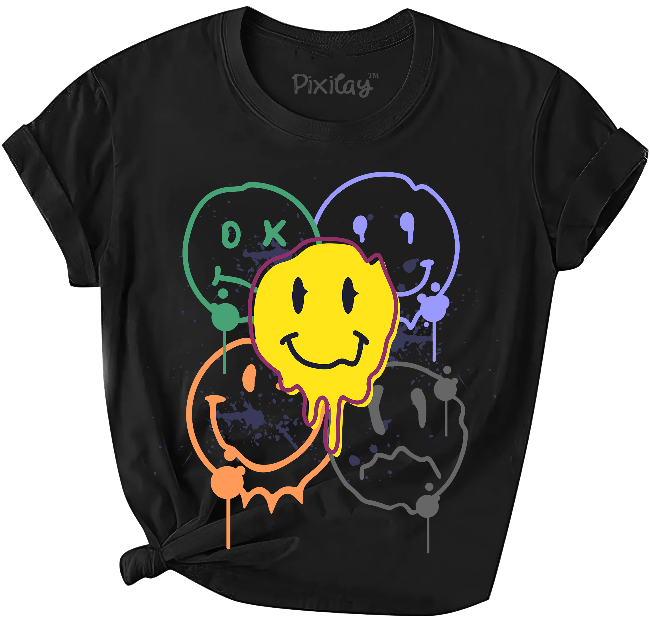 Girls Smiley Face Short Sleeve T-Shirt