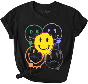 Girls Smiley Face Short Sleeve T-Shirt