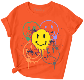 Buy orange Girls Smiley Face Short Sleeve T-Shirt