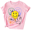 Girls Smiley Face Short Sleeve T-Shirt-10