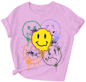 Buy purple Girls Smiley Face Short Sleeve T-Shirt