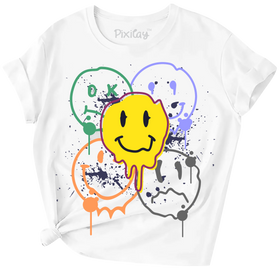 Buy white Girls Smiley Face Short Sleeve T-Shirt