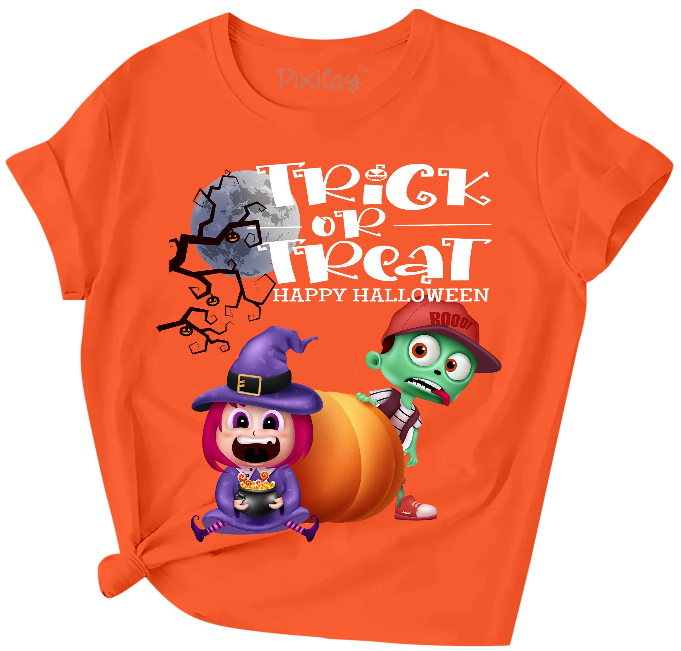 Buy orange Girls Trick or Treat Graphic Tee