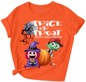 Buy orange Girls Trick or Treat Graphic Tee