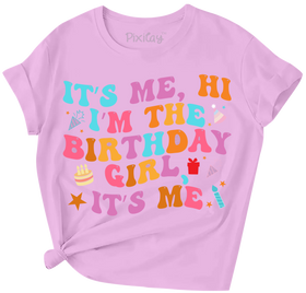 Buy purple It&#39;s Me, Hi I&#39;m the Birthday Girl It&#39;s Me Short Sleeve Graphic Tee