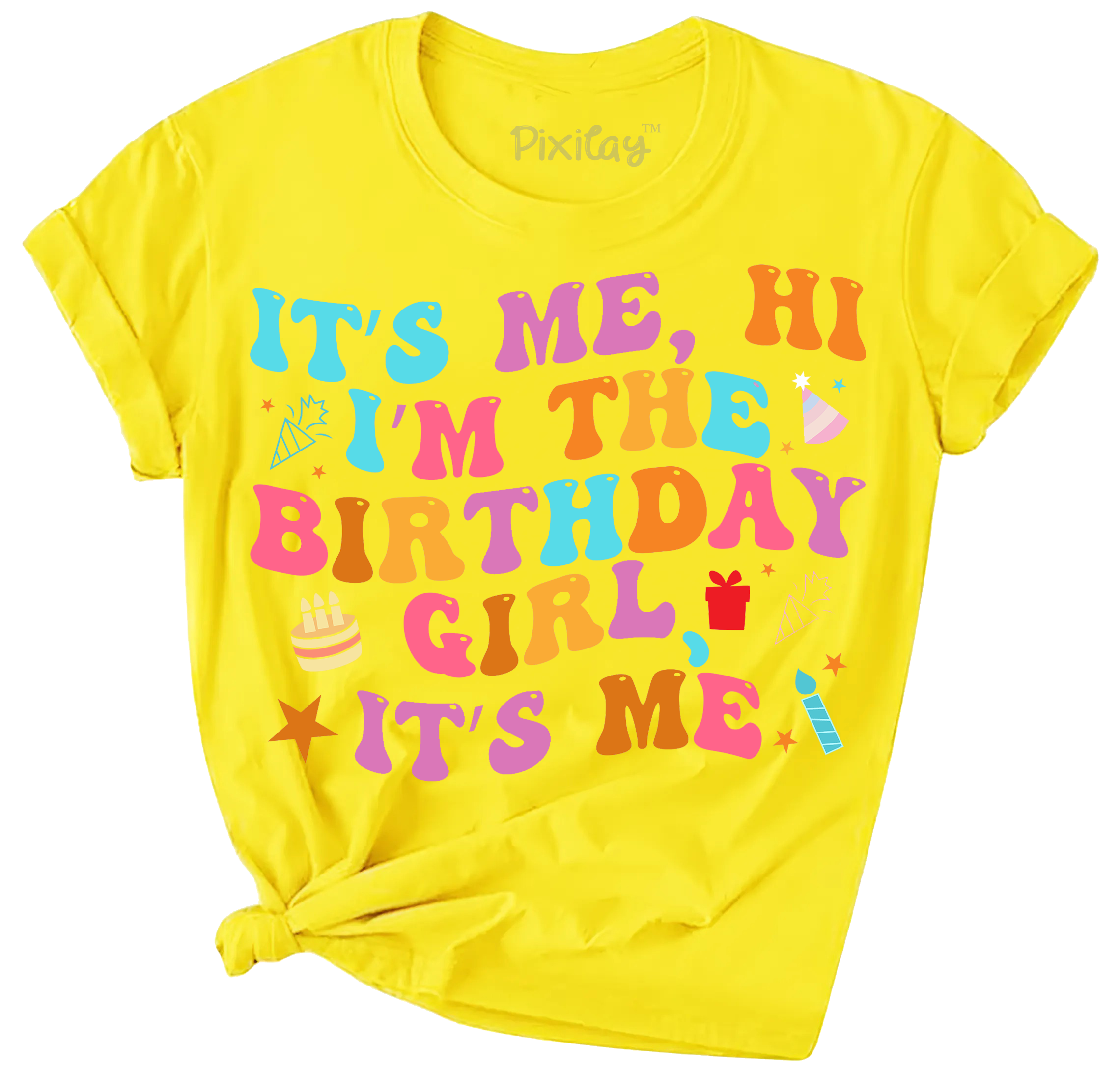 Buy yellow It&#39;s Me, Hi I&#39;m the Birthday Girl It&#39;s Me Short Sleeve Graphic Tee
