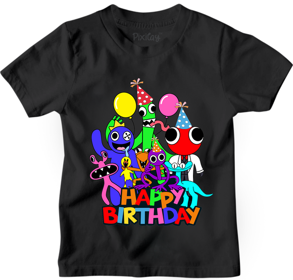 Kids Unisex Birthday Rainbow Short Sleeve T-Shirt