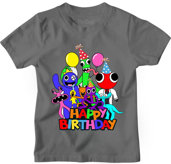 Kids Unisex Birthday Rainbow Short Sleeve T-Shirt