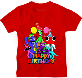 Kids Unisex Birthday Rainbow Short Sleeve T-Shirt