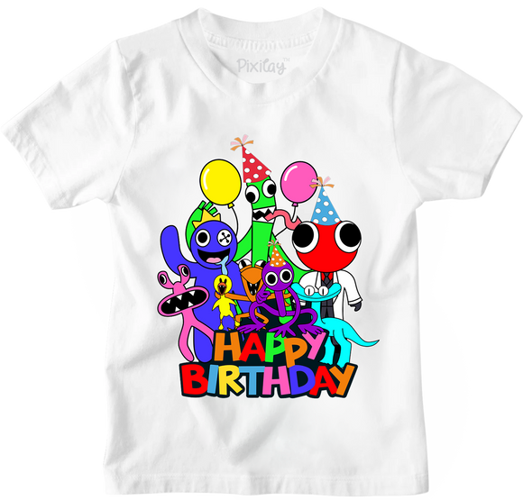 Kids Unisex Birthday Rainbow Short Sleeve T-Shirt