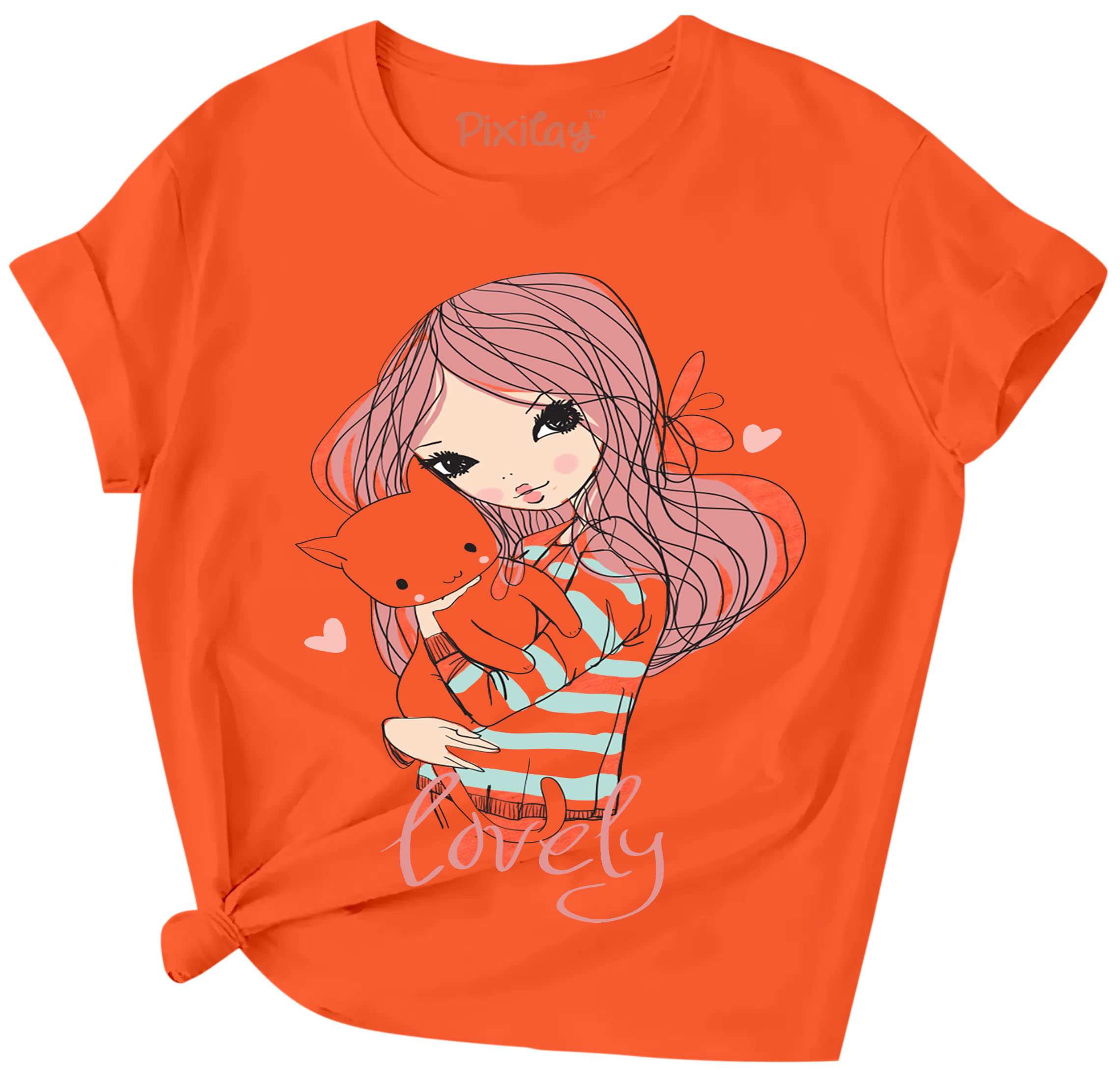 Buy orange Lovely Girls Short Sleeve T-Shirt