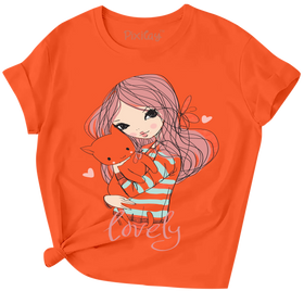 Buy orange Lovely Girls Short Sleeve T-Shirt
